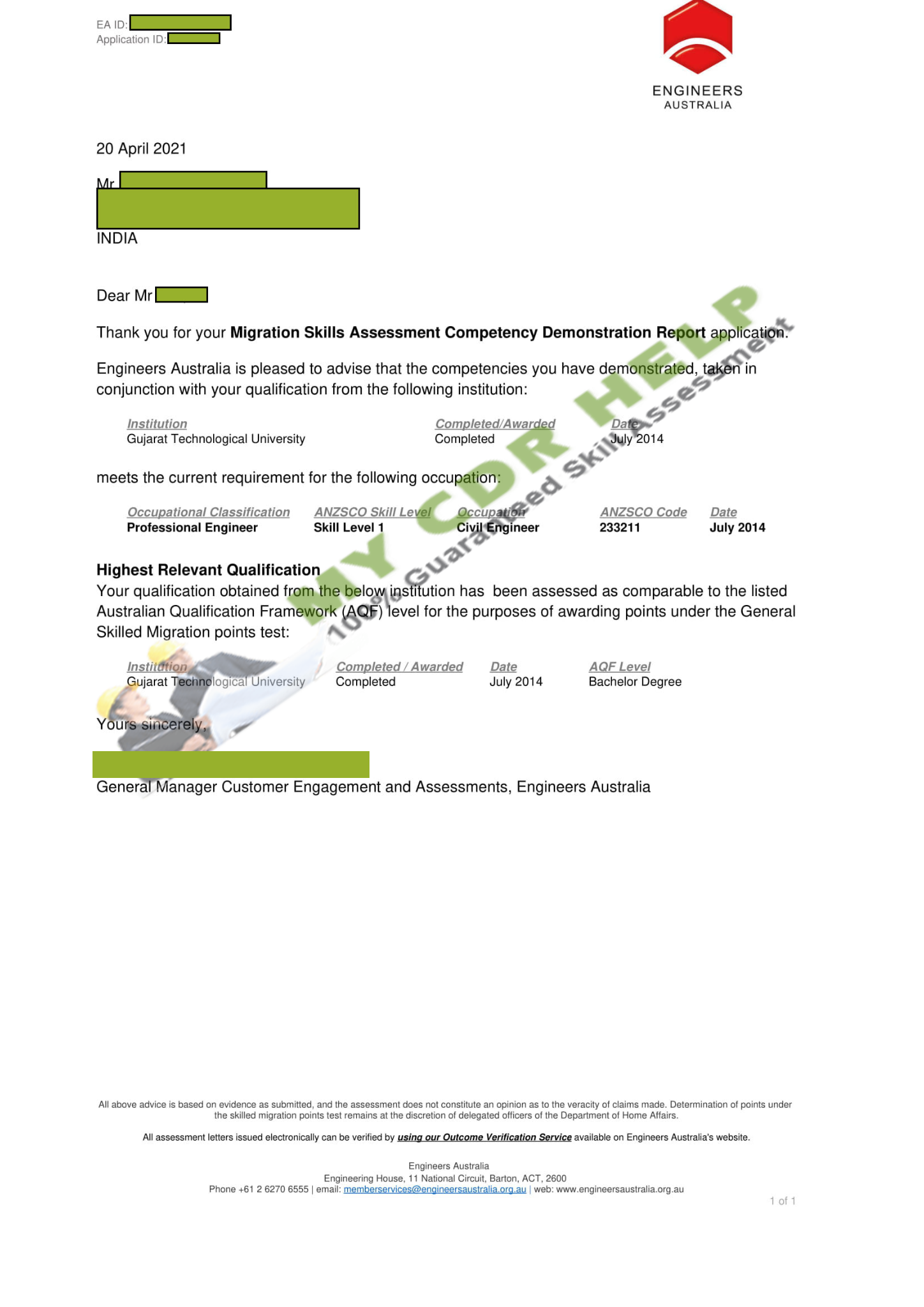 EA Approved CDR report Aug 2020