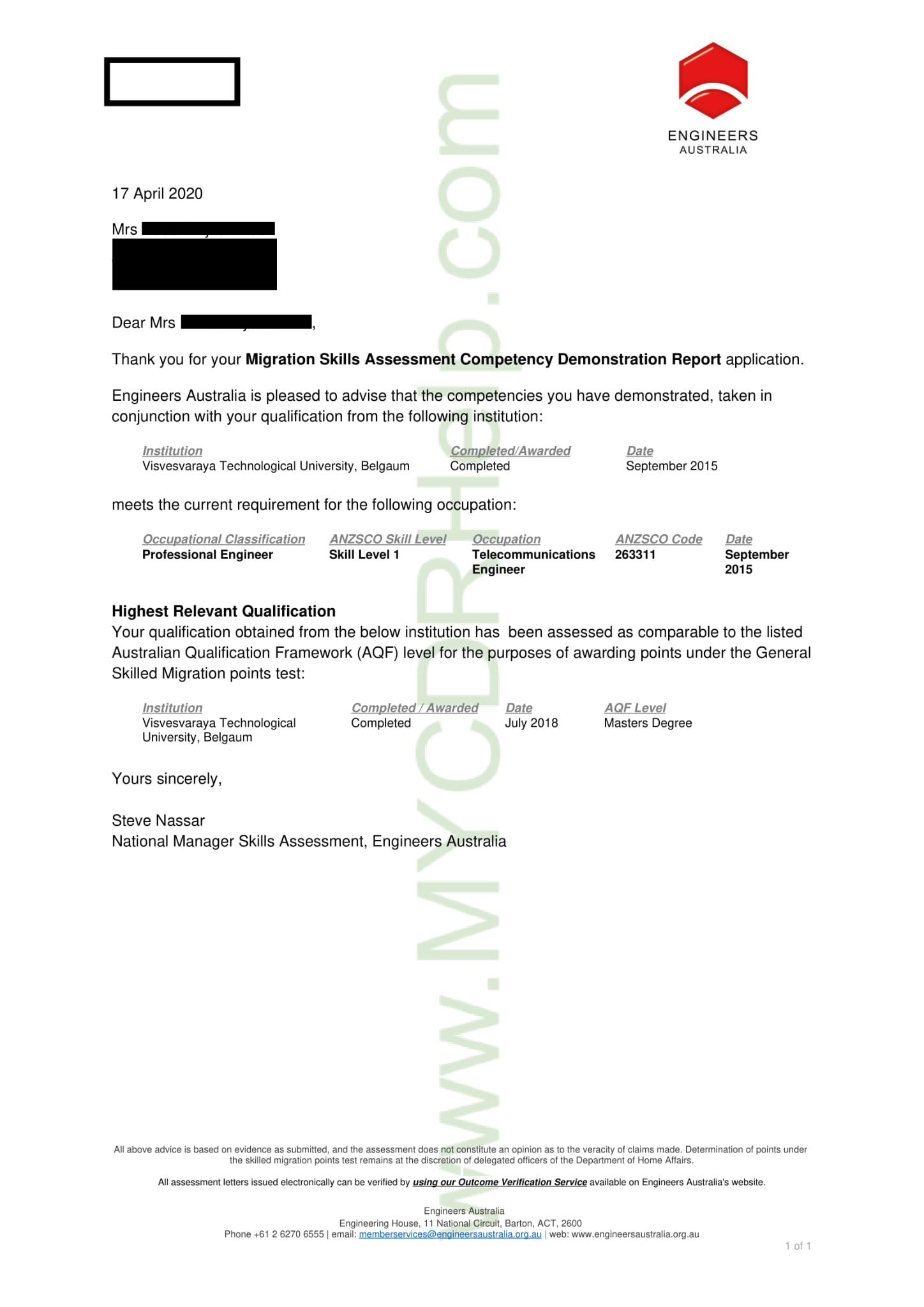CDR Letter 2020 3