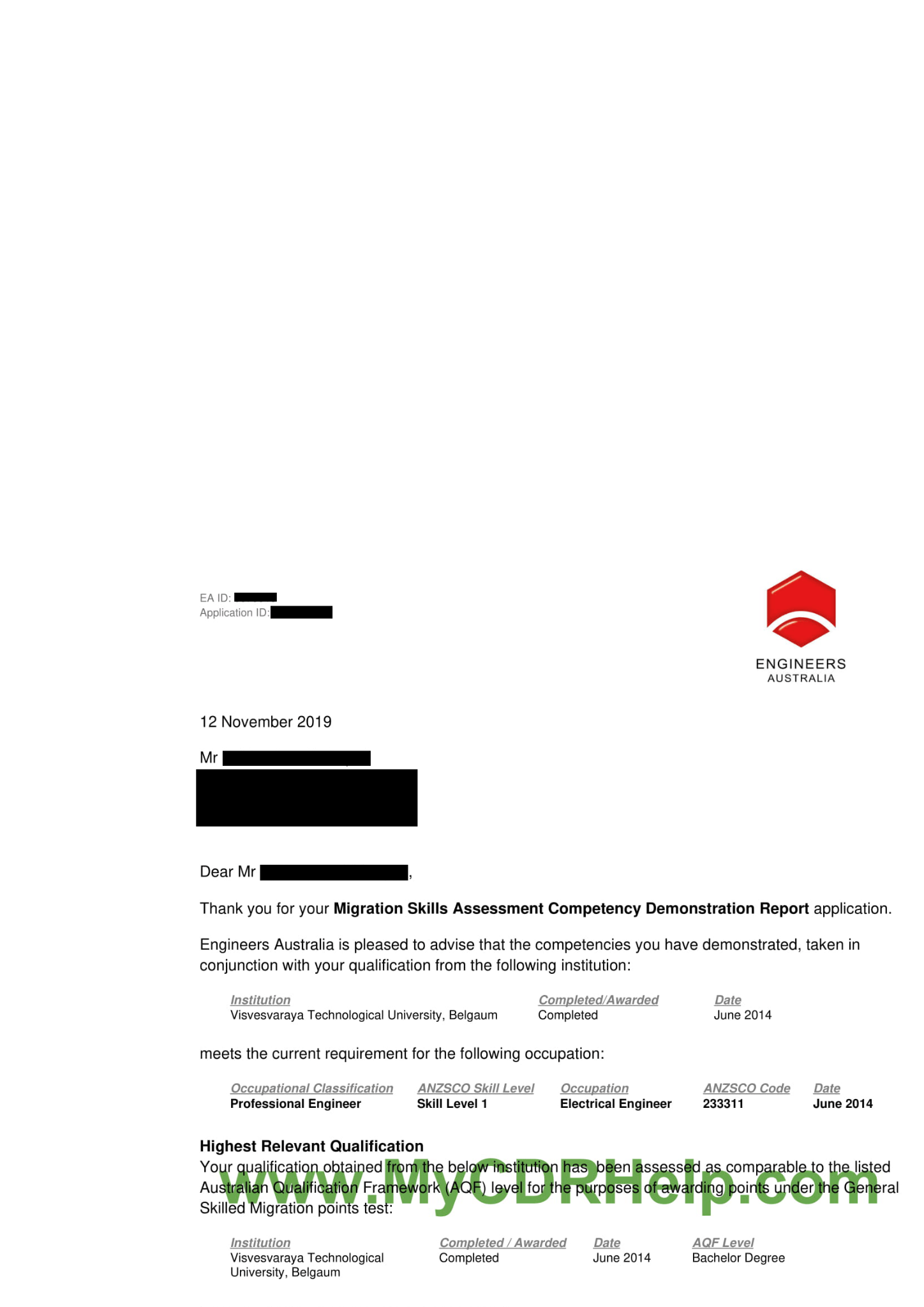 CDR Letter 2020 5