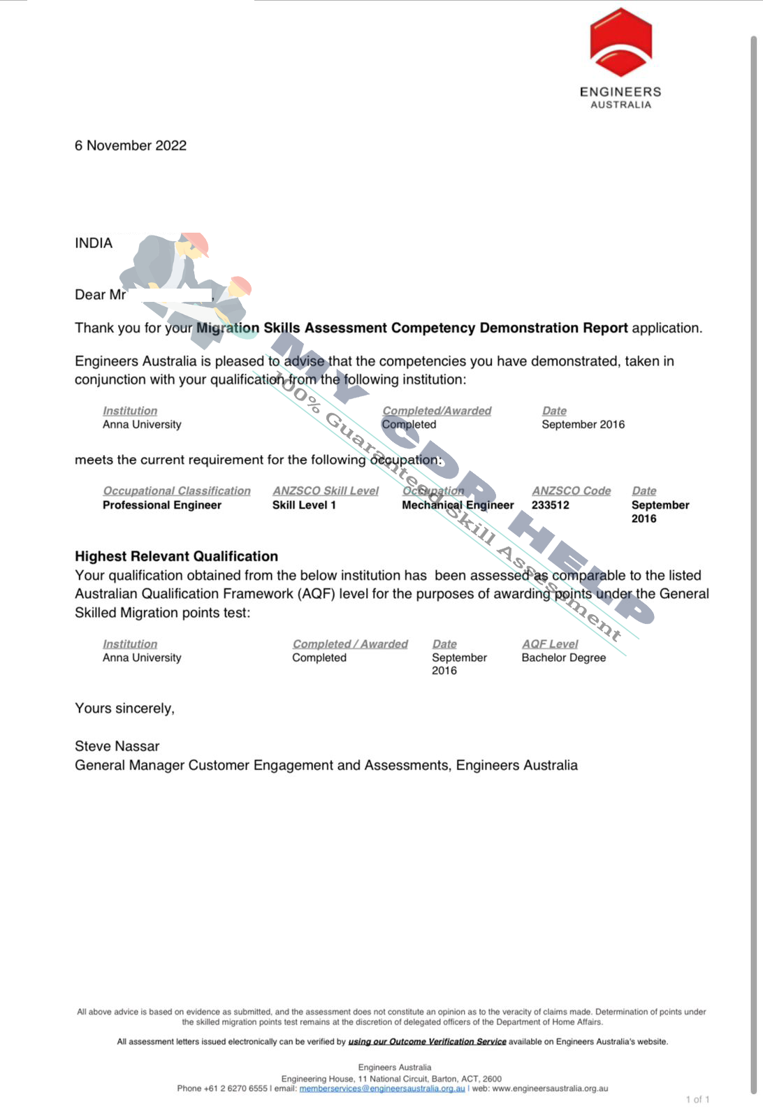 EA Approved CDR engineer letter Nov 2022