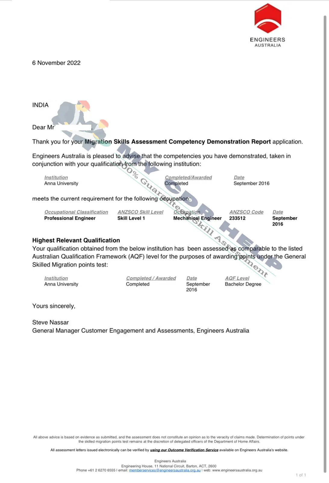 EA Approved CDR Outcome Letter 30 March 2023