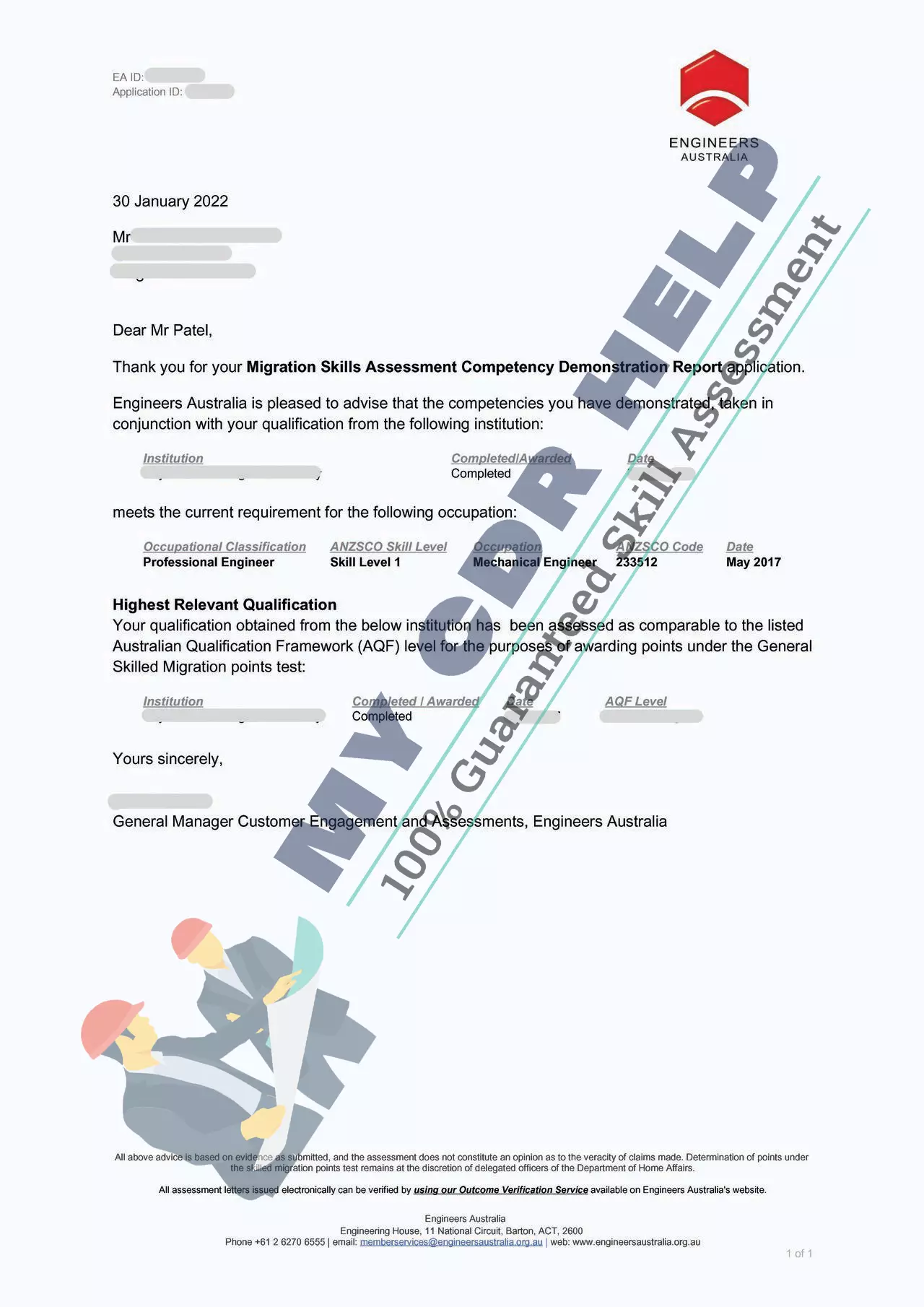 EA Approved CDR mechanical engineer letter JAN 2022