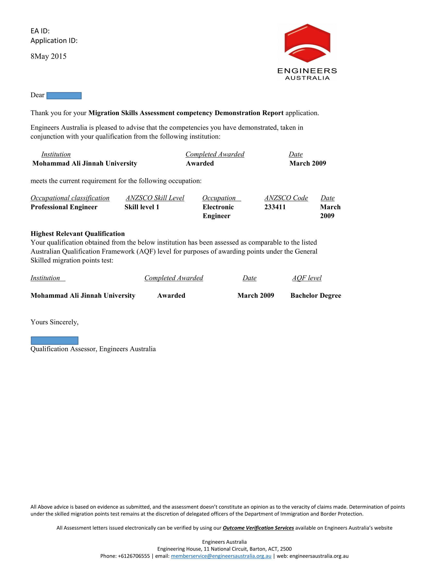 Electronic-Engineer-CDR-Approval-Letter