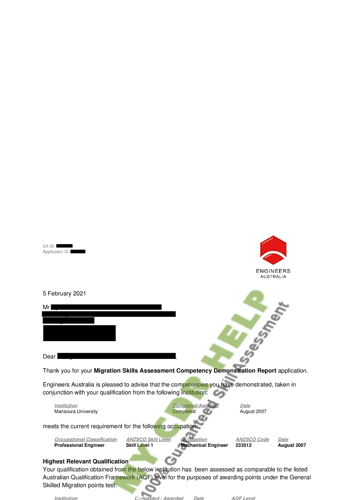 EA Approved CDR report Aug 2020
