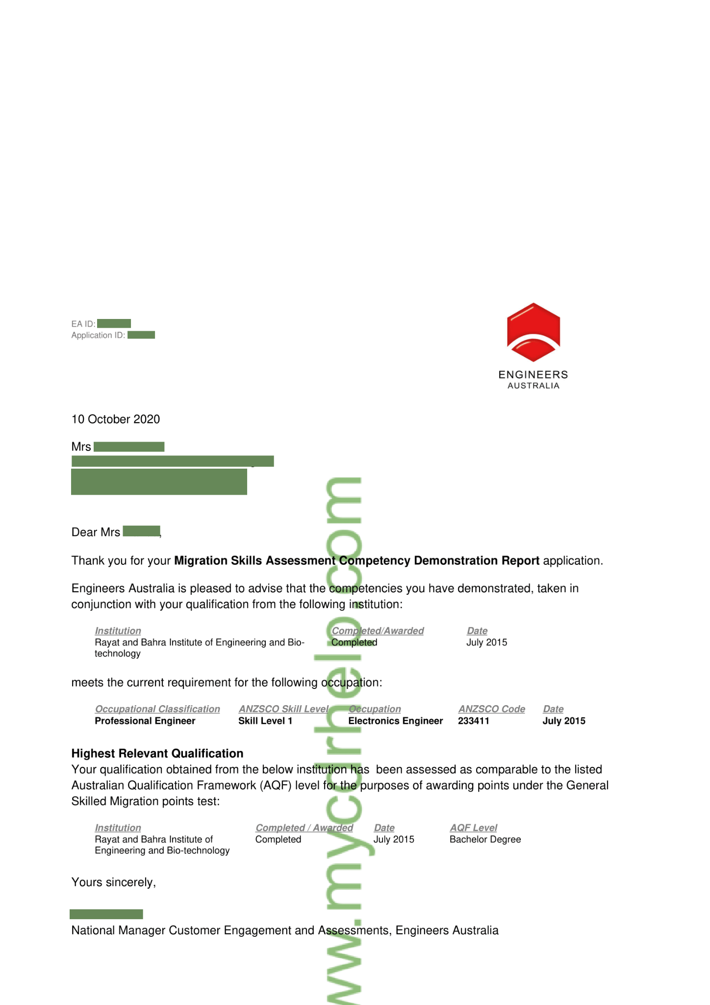 EA Approved CDR report Aug 2020